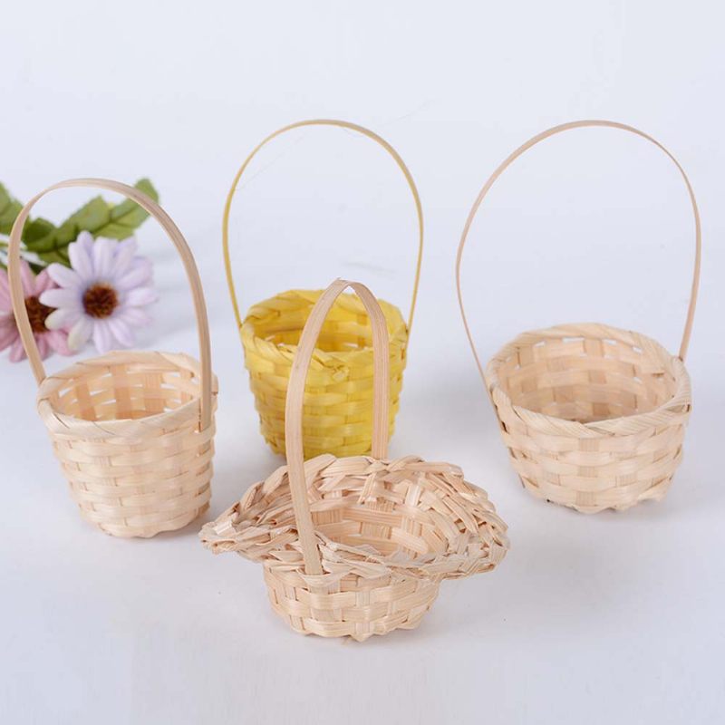 Mini Bambusz Szőtt Rattan Szövőkosár Tárolóesküvőre Mint Dekorációs Eszköz És Hajtásdíszítés Barkácsolás Kézzel Készített Virágkötészeti Kosár