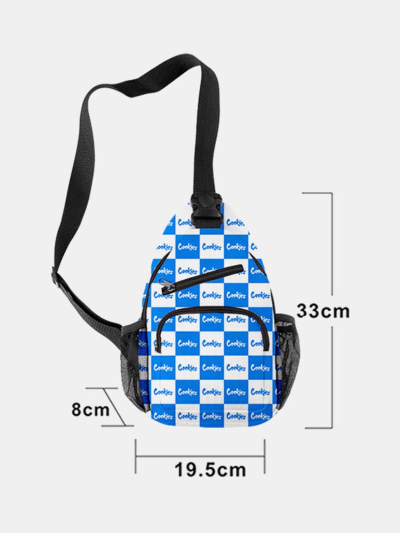 Alkalmi Vászon Cool Letter Print Mintás Mellkasi Táska Zipper Pocket Crossbody