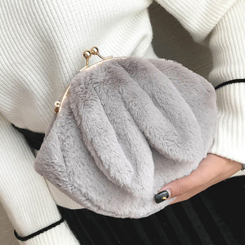 Aranyos Rabbit Plüss Kreatív Válltáska Telefontáska Chain Shell Crossbody Táskák