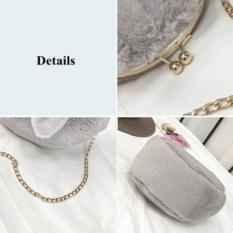 Aranyos Rabbit Plüss Kreatív Válltáska Telefontáska Chain Shell Crossbody Táskák