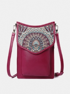 Brenice Bohemia Stílusú Válltáskák Vintage Vászon Virágnyomtatás Telefontáskák Crossbody Táskák