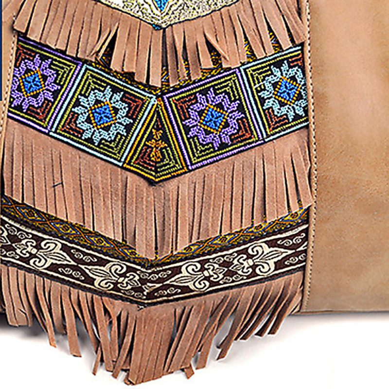 Brenice Embroidery Flower Tote Handbags Vintage Címer Váll Táskák