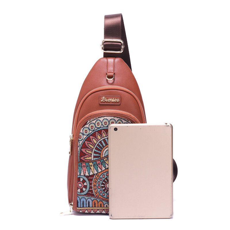 Brenice Vintage Hímzéses Melltáskák National Printing Crossbody Táskák