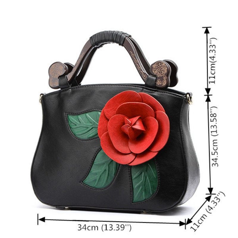 Brenice Vintage Pu Bőr Rózsa Dekoratív Kézitáska Crossbody Női Táska