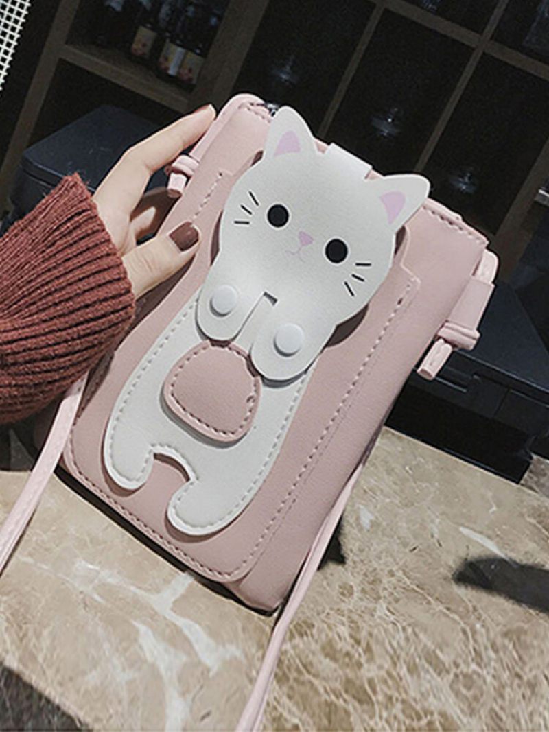 Cartoon Cat 5.5 Hüvelykes Telefontáska Válltáska Crossbody Táskák Akasztótáska