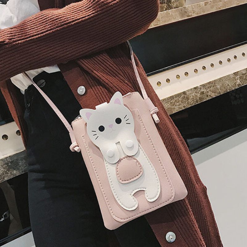 Cartoon Cat 5.5 Hüvelykes Telefontáska Válltáska Crossbody Táskák Akasztótáska