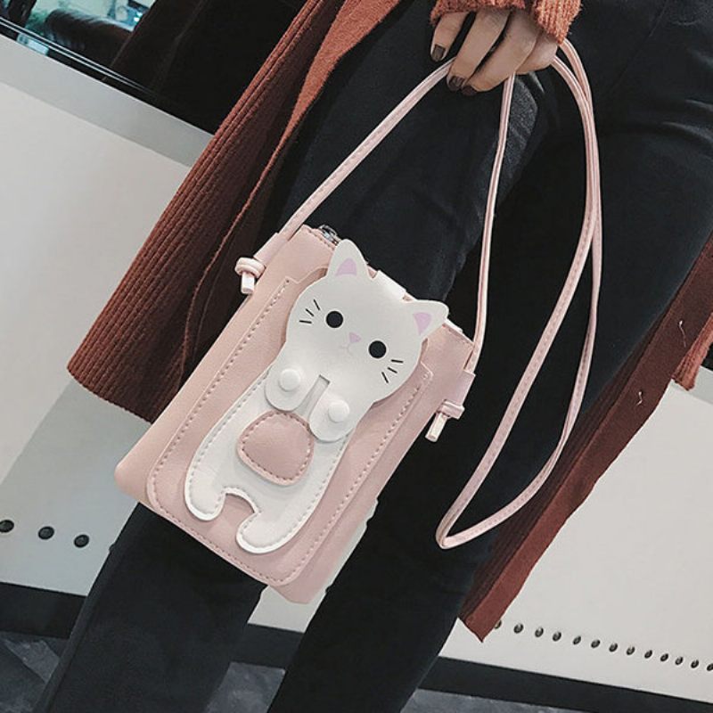 Cartoon Cat 5.5 Hüvelykes Telefontáska Válltáska Crossbody Táskák Akasztótáska