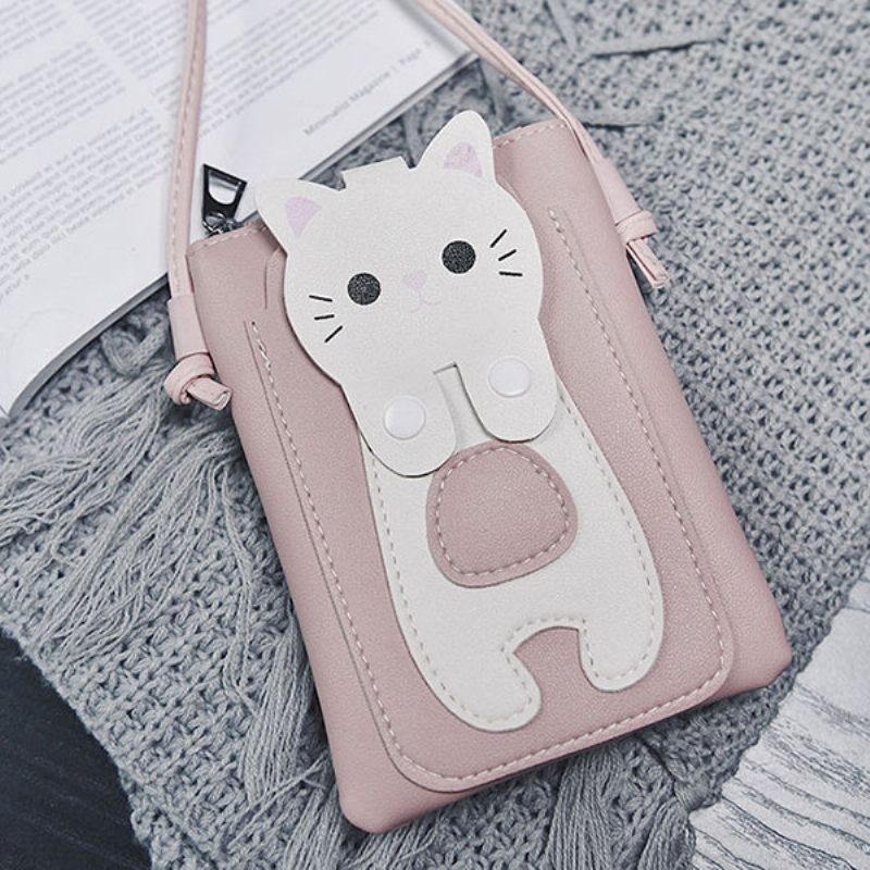 Cartoon Cat 5.5 Hüvelykes Telefontáska Válltáska Crossbody Táskák Akasztótáska