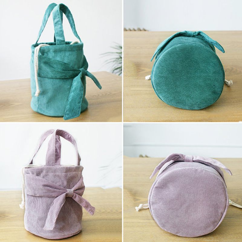 Corduroy Bowknot Bucket Bags Ebédtáskák Női