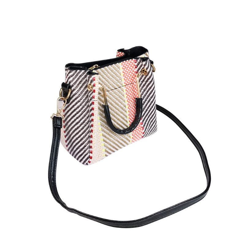 Elegáns Színblokkoló Szövésű Crossbody Táska Hosszú Vállpánttal Lányoknak Divatos Női Kézitáska Válltáska