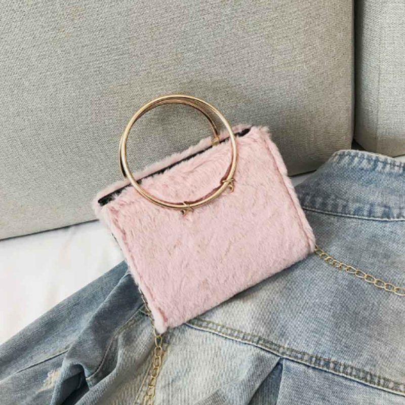 Fashion Ladies Crossbody Táska Válogatott Plüss Kézitáska Egyetlen Vállkötéllel És Fogantyúval