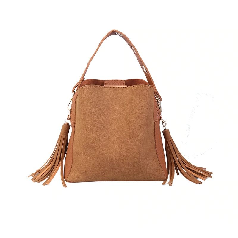 Fashion Scrub Női Vödörtáska Vintage Bojtári Táska Kiváló Minőségű Retro Válltáska Egyszerű Crossbody Bag Tote