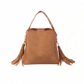 Fashion Scrub Női Vödörtáska Vintage Bojtári Táska Kiváló Minőségű Retro Válltáska Egyszerű Crossbody Bag Tote