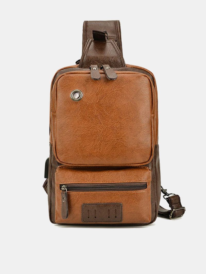 Férfi Műbőr Vintage Nagy Kapacitású Crossbody Táska Tartós Hevedertáska