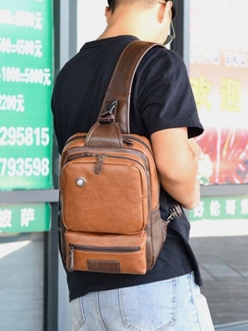 Férfi Műbőr Vintage Nagy Kapacitású Crossbody Táska Tartós Hevedertáska