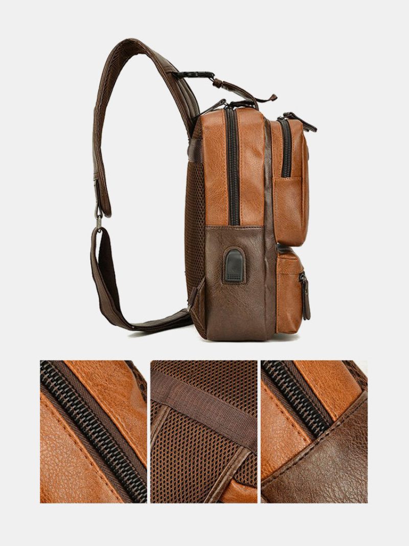 Férfi Műbőr Vintage Nagy Kapacitású Crossbody Táska Tartós Hevedertáska