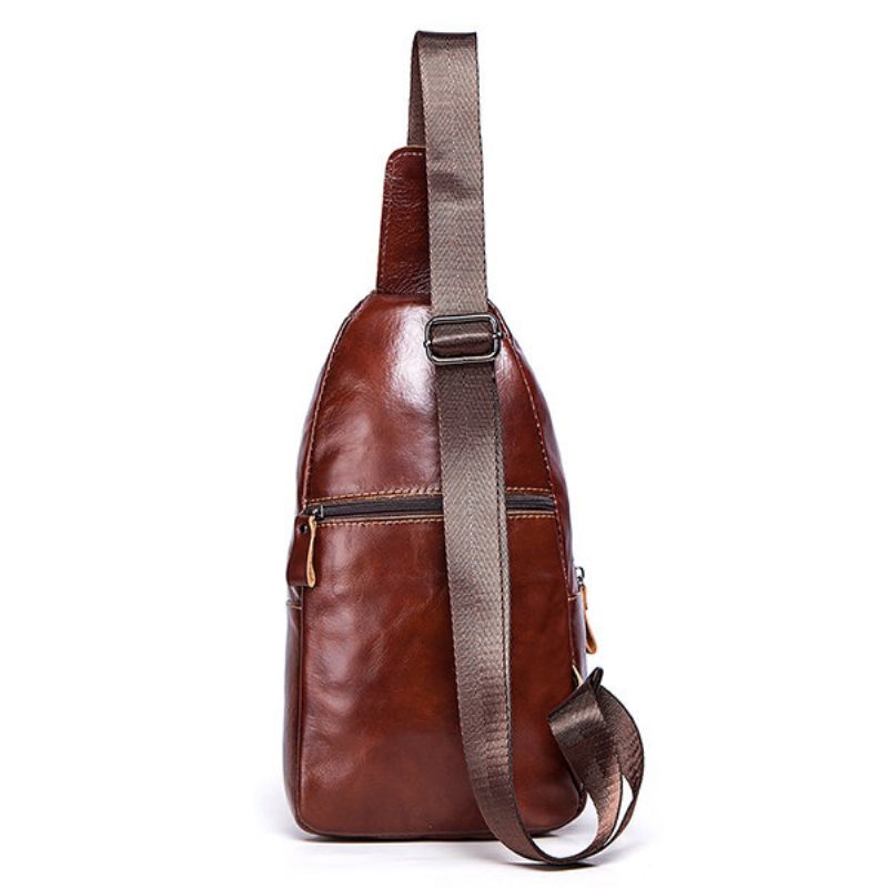 Férfi Solid Vintage Marhabőr Melltáska Crossbody Táska