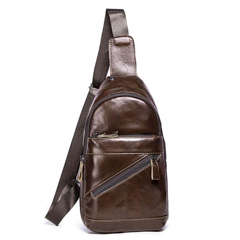 Férfi Solid Vintage Marhabőr Melltáska Crossbody Táska