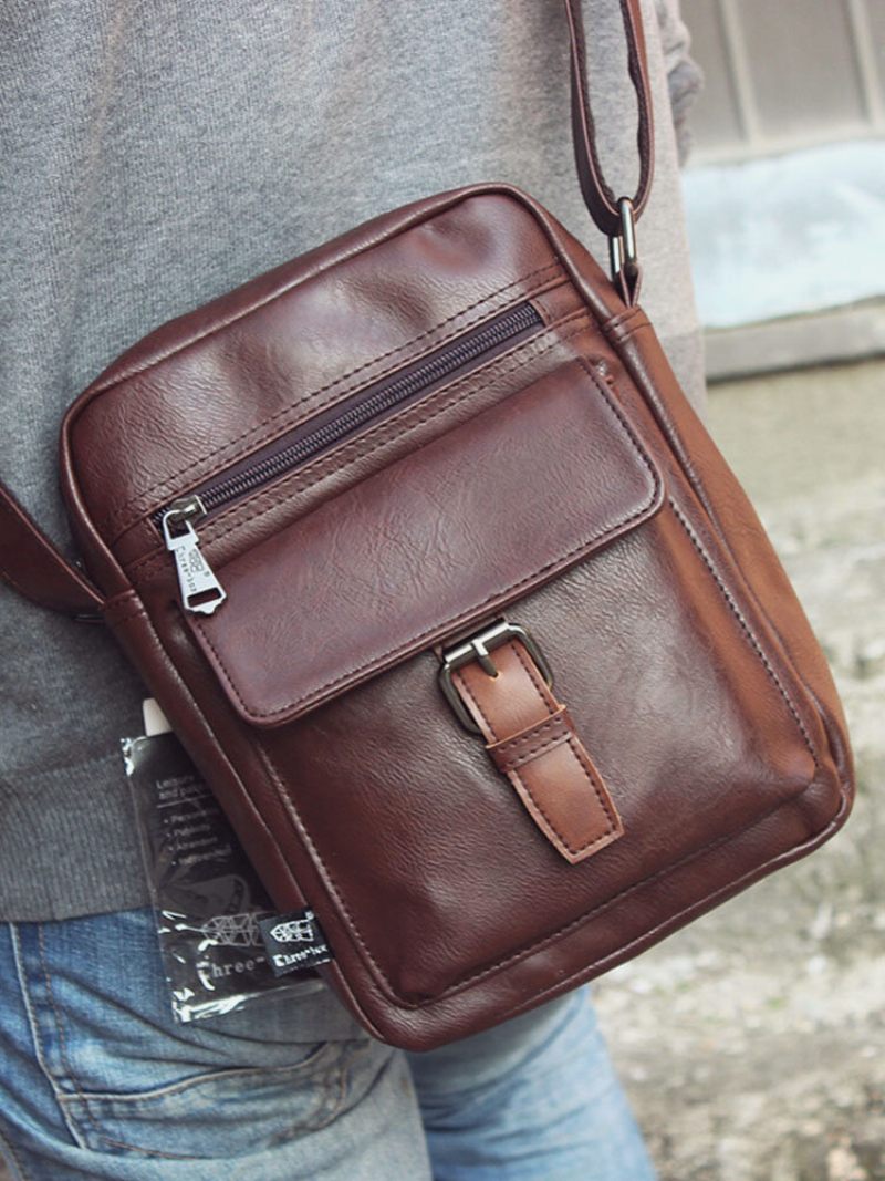 Férfi Vintage Többfunkciós Vízálló Műbőr Crossbody Táska Válltáska