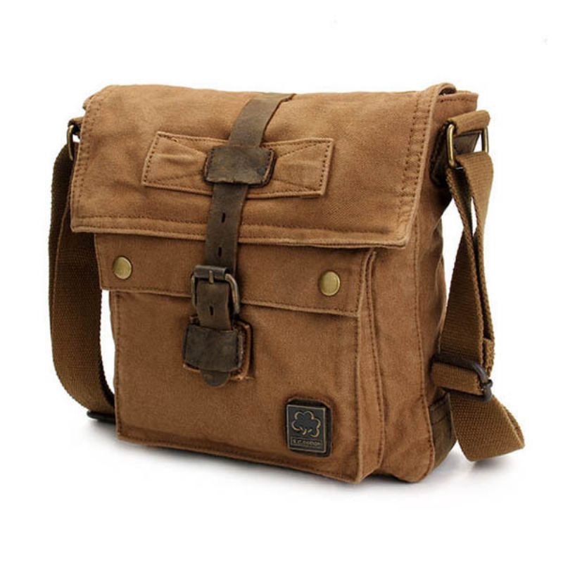 Férfi Vintage Vászon Crossbody Táska Outdoor Travel Retro Válltáska