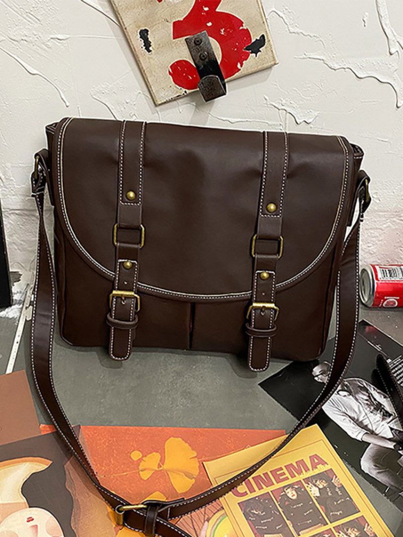 Férfi Vintage Vízálló Nagy Kapacitású Műbőr Crossbody Táska Rövid Válltáska