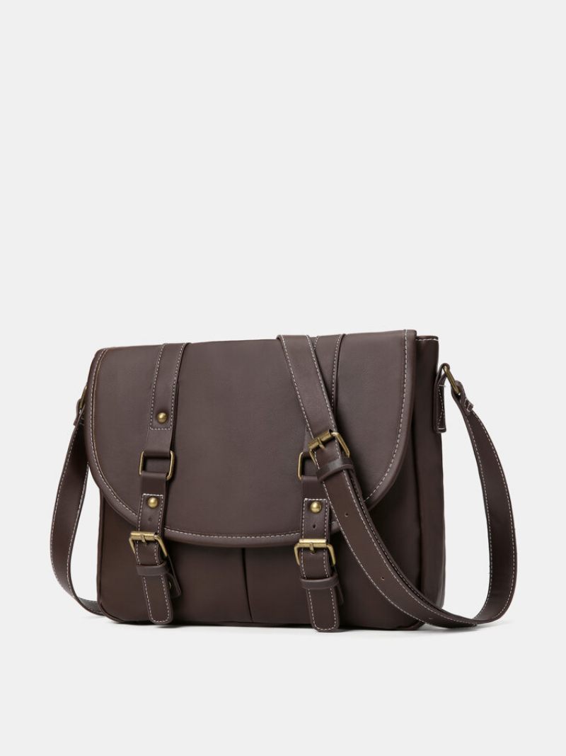 Férfi Vintage Vízálló Nagy Kapacitású Műbőr Crossbody Táska Rövid Válltáska