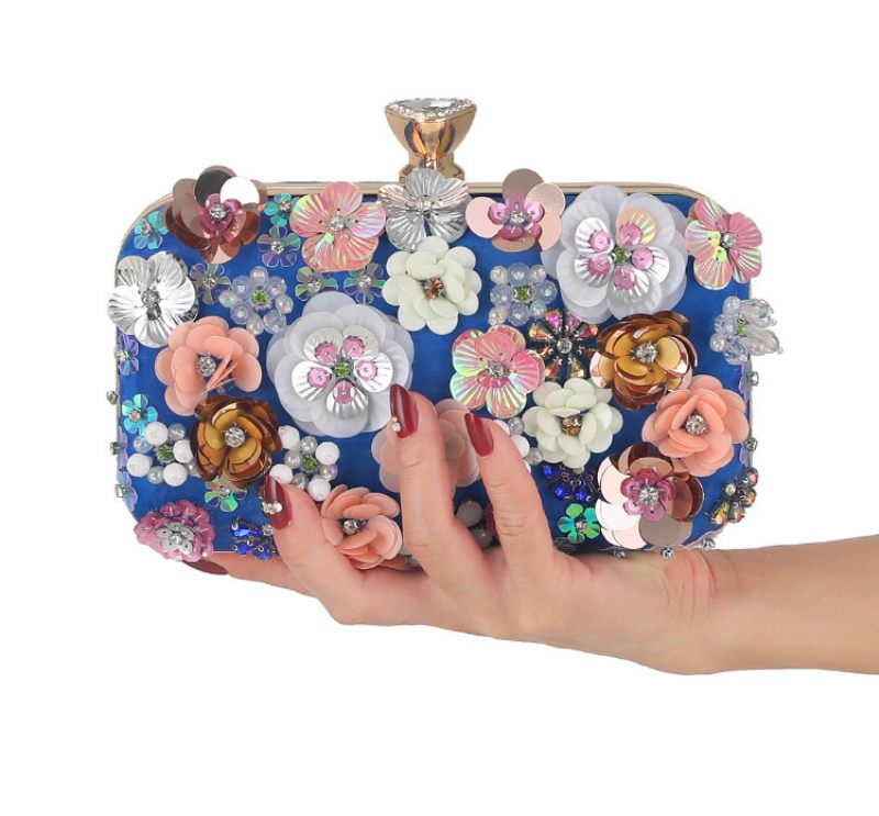 Határokon Átnyúló Vacsoratáska Kézzel Készített Virágos Bankett Táska Party Lady Clutch Bag Esti Gyöngyös Hímzett