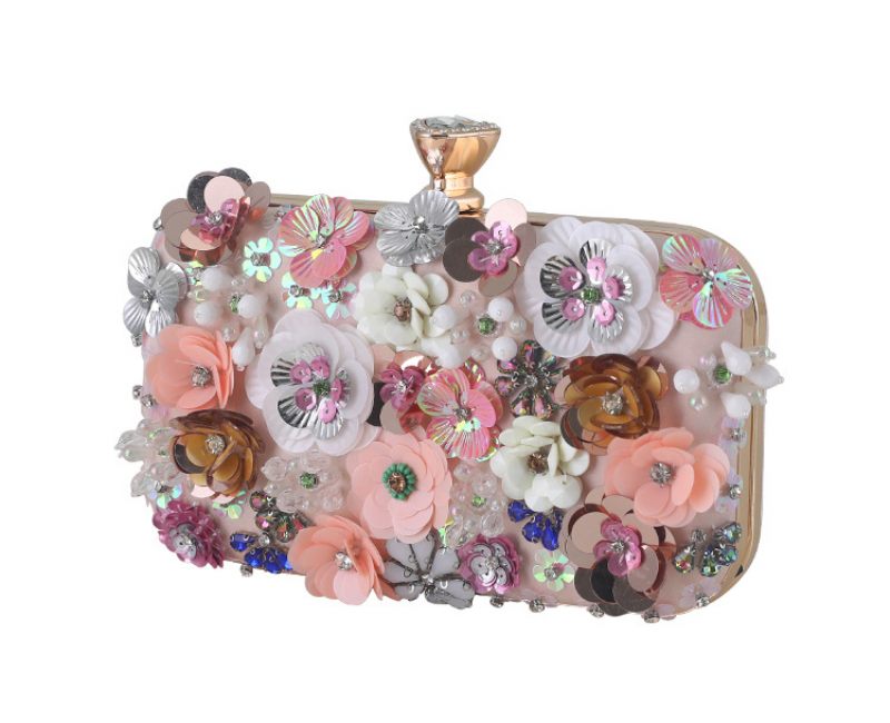 Határokon Átnyúló Vacsoratáska Kézzel Készített Virágos Bankett Táska Party Lady Clutch Bag Esti Gyöngyös Hímzett