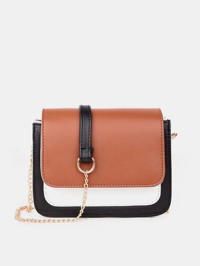 Laides Elegant Color Block Patchwork Pu Bőr Kézitáskák Flap Crossbody Táskák