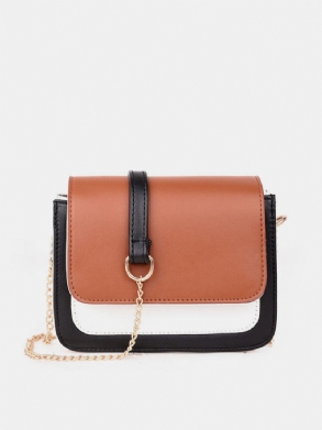 Laides Elegant Color Block Patchwork Pu Bőr Kézitáskák Flap Crossbody Táskák