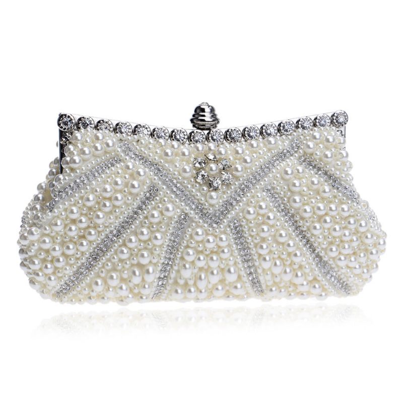 Luxus Pearl Esti Clutch Táskák Női Kézzel Készített Teljes Menyasszonyi Este Táska