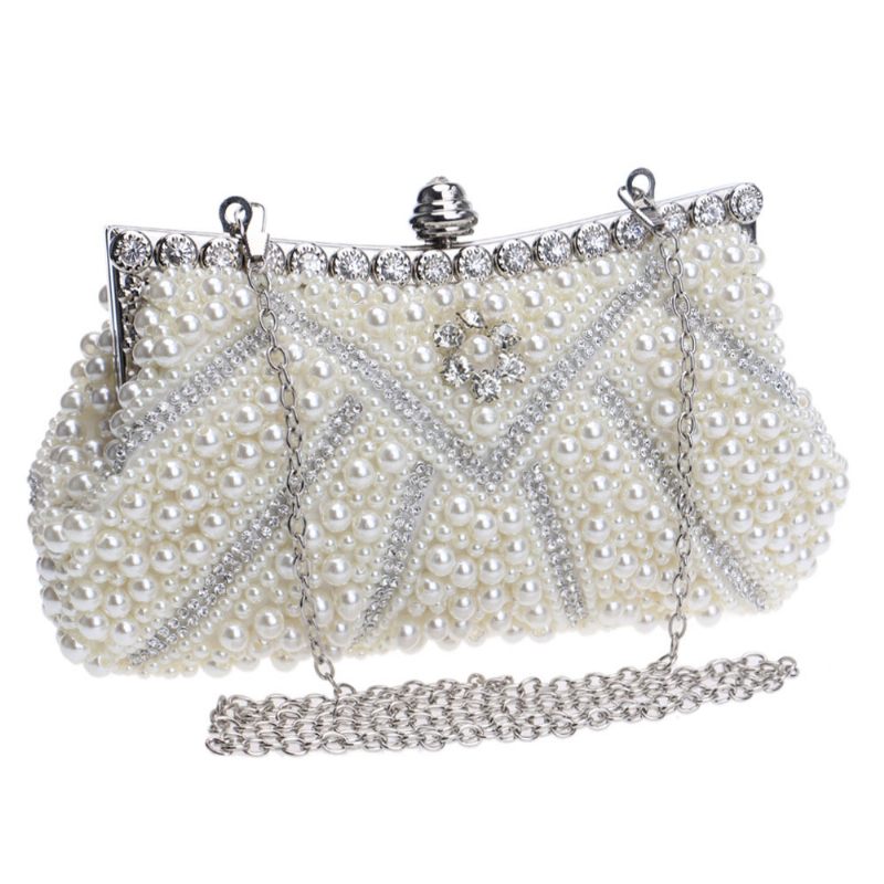 Luxus Pearl Esti Clutch Táskák Női Kézzel Készített Teljes Menyasszonyi Este Táska