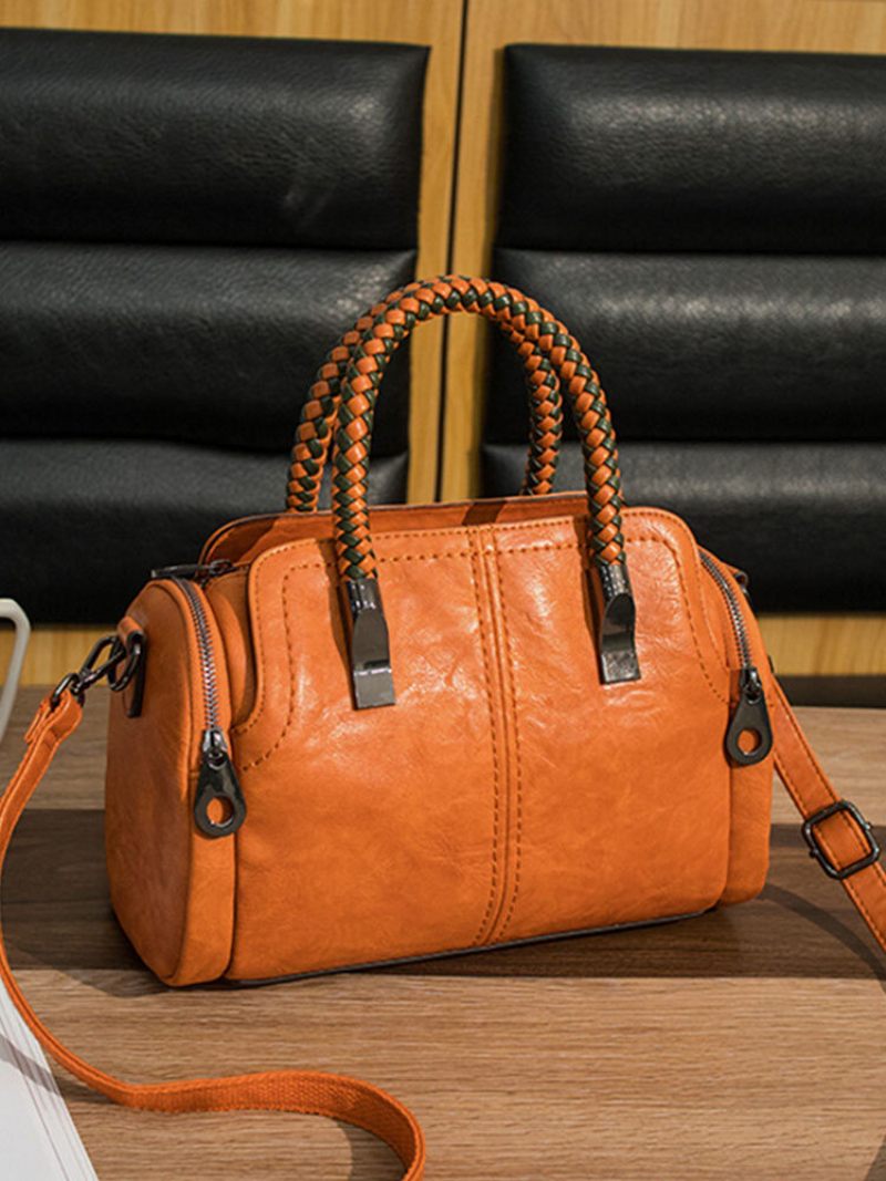 Műbőr Retro Szövött Fogantyús Többszörösen Hordozható Crossbody Táska Vízálló Állítható Vállpántos