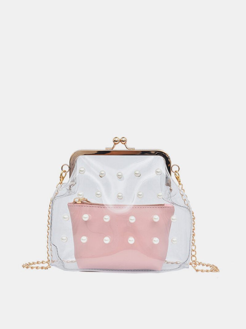 Női 2 Db Pvc Hasp Pearly Shell Válltáska Crossbody Táskák