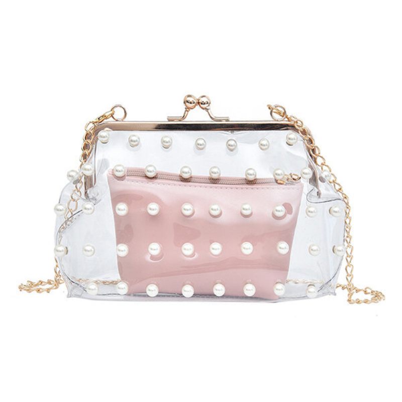 Női 2 Db Pvc Hasp Pearly Shell Válltáska Crossbody Táskák