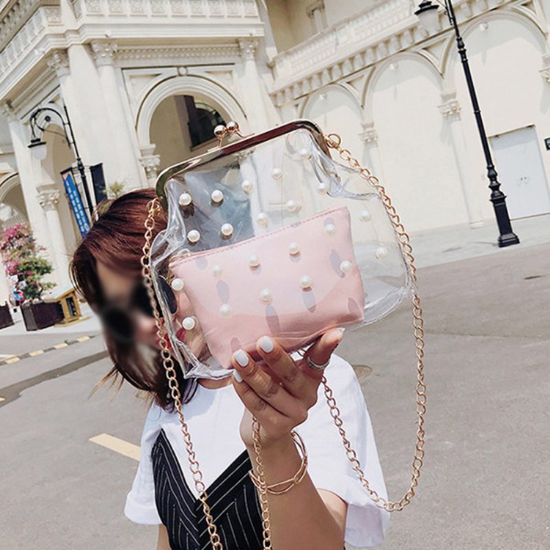 Női 2 Db Pvc Hasp Pearly Shell Válltáska Crossbody Táskák