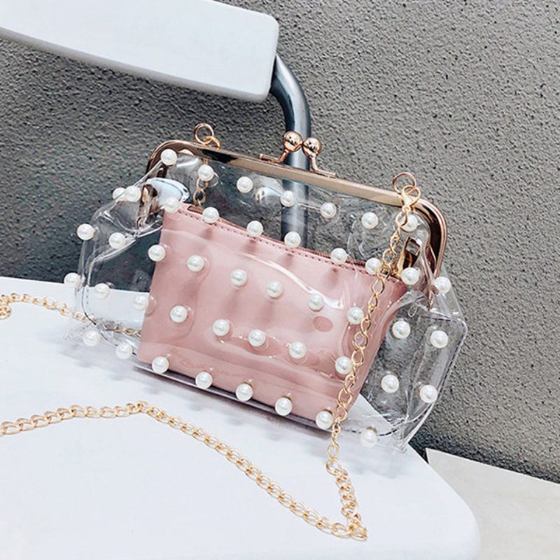 Női 2 Db Pvc Hasp Pearly Shell Válltáska Crossbody Táskák