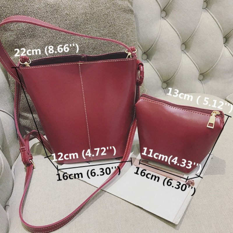 Női 2 Db Szabadidős Pu Vödörtáskák Nagy Kapacitású Crossbody Táskák