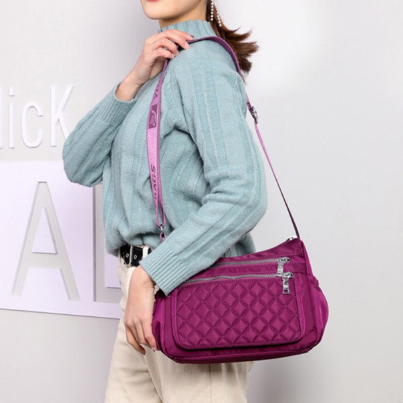 Női Argyle Nylon Könnyű Vízálló Válltáska Crossbody Táska