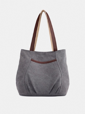 Női Canvas Solid Tote Bags Szabadidő Kézitáskák Alkalmi Válltáskák