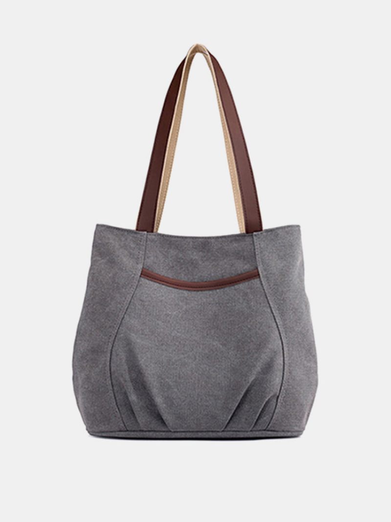 Női Canvas Solid Tote Bags Szabadidő Kézitáskák Alkalmi Válltáskák