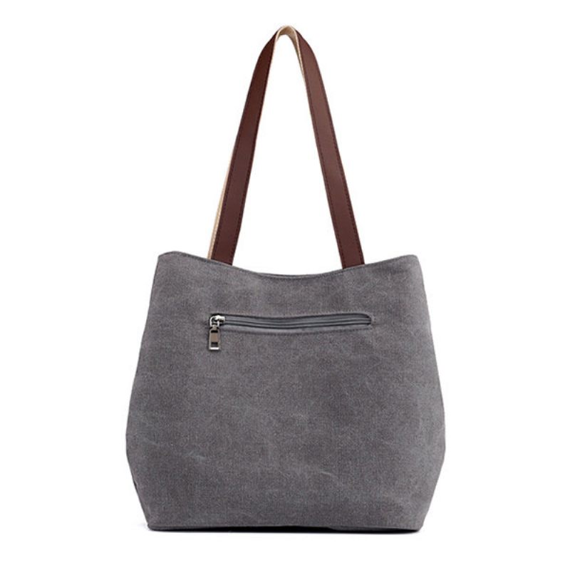 Női Canvas Solid Tote Bags Szabadidő Kézitáskák Alkalmi Válltáskák