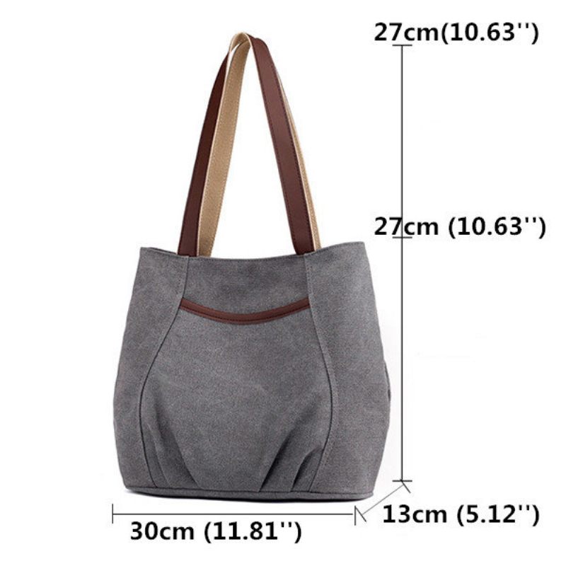 Női Canvas Solid Tote Bags Szabadidő Kézitáskák Alkalmi Válltáskák