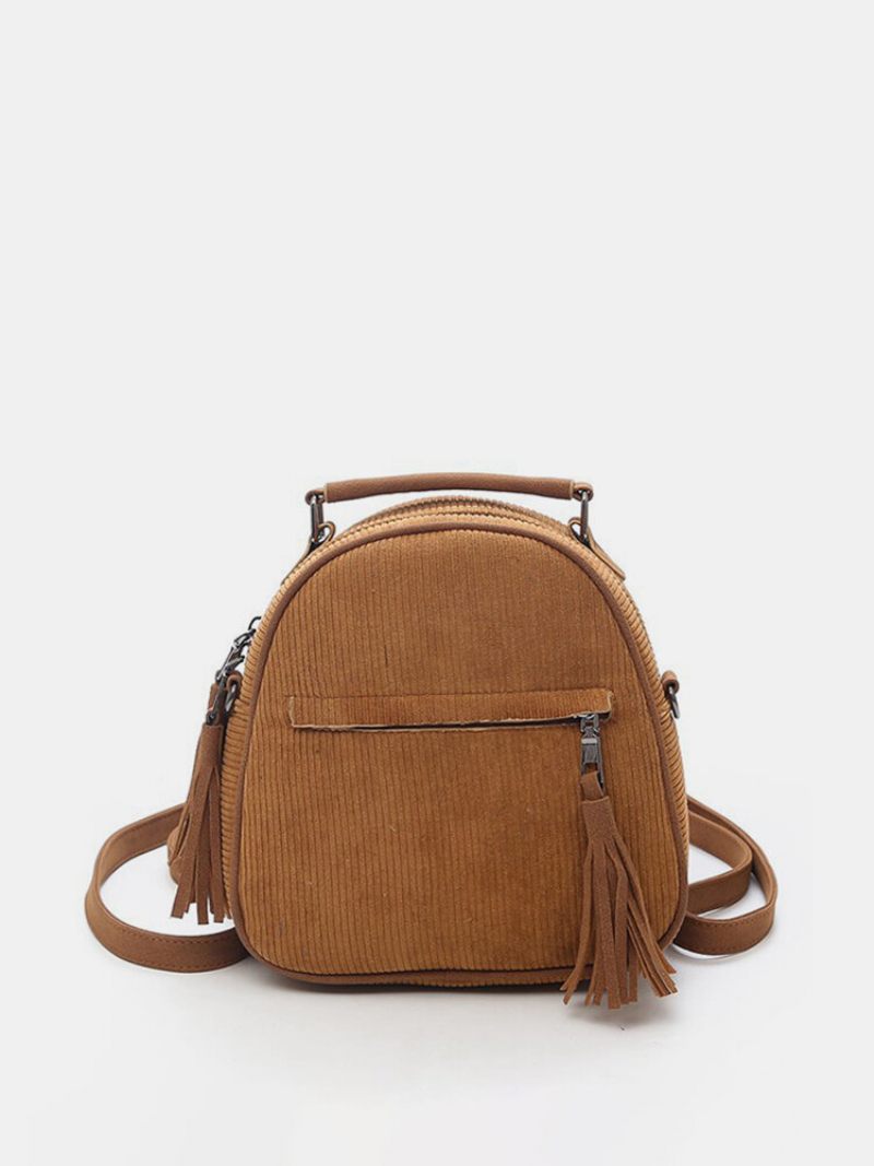 Női Corduroy Multi-function Crossbody Bag Bojt Tömör Hátizsák Vintage Válltáska