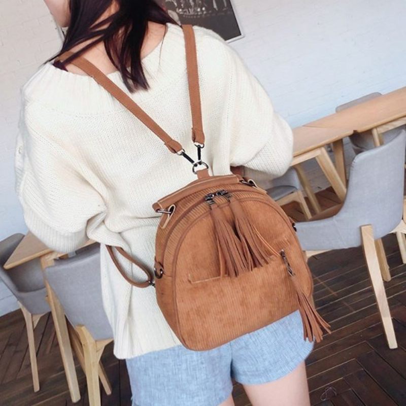 Női Corduroy Multi-function Crossbody Bag Bojt Tömör Hátizsák Vintage Válltáska