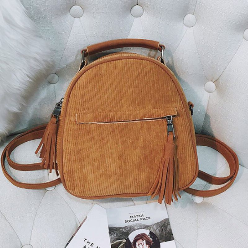 Női Corduroy Multi-function Crossbody Bag Bojt Tömör Hátizsák Vintage Válltáska