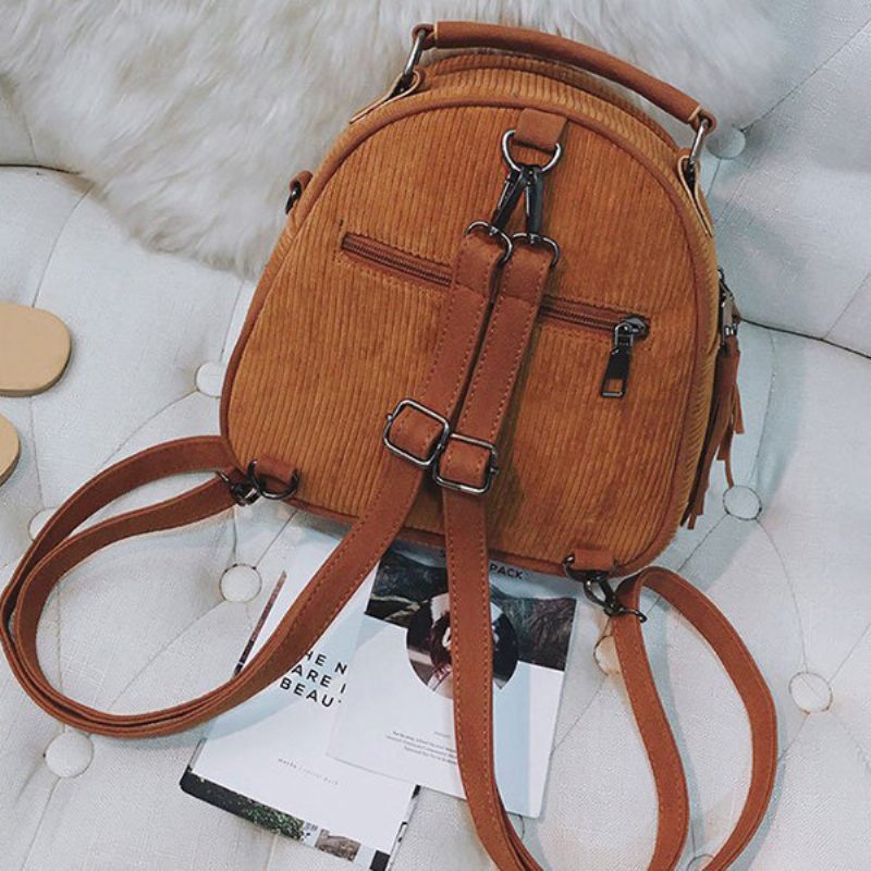 Női Corduroy Multi-function Crossbody Bag Bojt Tömör Hátizsák Vintage Válltáska