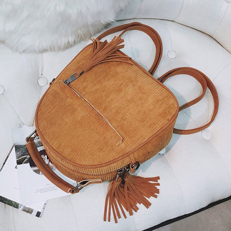 Női Corduroy Multi-function Crossbody Bag Bojt Tömör Hátizsák Vintage Válltáska