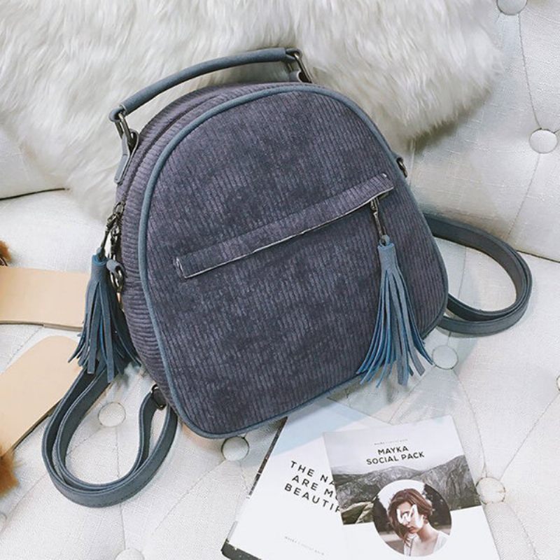 Női Corduroy Multi-function Crossbody Bag Bojt Tömör Hátizsák Vintage Válltáska