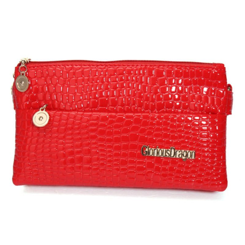 Női Crocodile Grain Elegant Három Cipzáras Crossbody Táskák Szabadidős Válltáskák